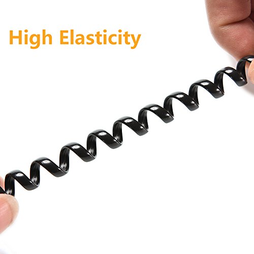 Telephone Phone Handset Cable Cord,Uvital Coiled Length 1.2 To 10 Feet Uncoiled Landline Phone Handset Cable Cord Rj9/Rj10/Rj22 4P4C(Black,2 Pcs) #TOP3