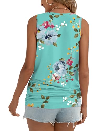 Anydoll Womens Tank Tops Summer V Neck Sleeveleeve Shirts Casual Ruched Tunics3