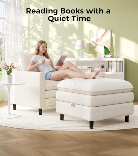 Image of Welzona 3-Layers Cloud Accent Chair with Ottoman, 33 inch Teddy Reading Chair