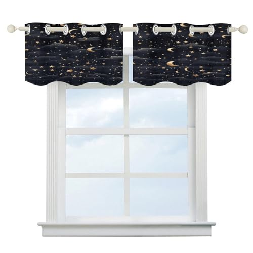 Cenefa de arte moderno y cortinas opacas celestiales 2
