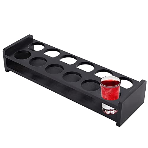 nbeads 12 Schnapsglashalter, Loch: 40 mm Stange Bambus Schnapsglashalter Weinglas Tasse Serviertablett Tassen Organizer Schnapsglas Display Bar Zubehör Für Party Bar Club, Schwarz