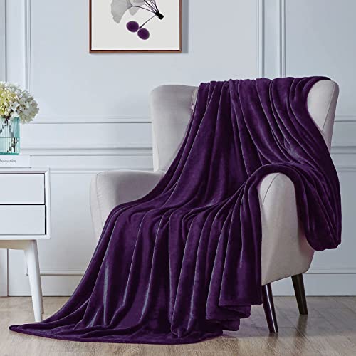Walensee Manta de forro polar afelpada y ligera (tamaño individual de 60 x 80 pulgadas, morado), manta de franela de microfibra súper suave para sofá, cama, sofá, ultra lujosa, cálida y acogedora para