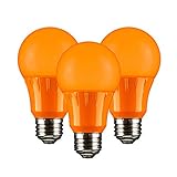 Sunlite 40452-SU LED A19 Colored Light Bulb, 3 Watts (25w Equivalent), E26 Medium Base, Non-Dimmable, UL Listed, 3 Count, Orange, 3 Count