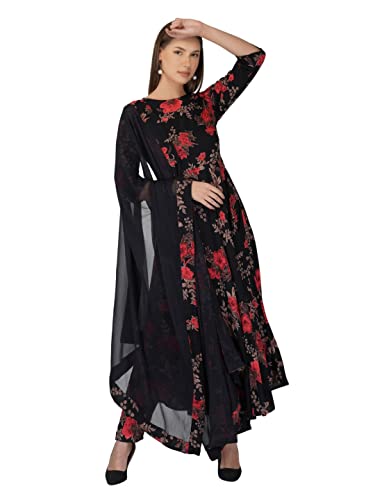 Image of rytras Women Rayon Anarkali Kurta With Pant And Dupatta Set