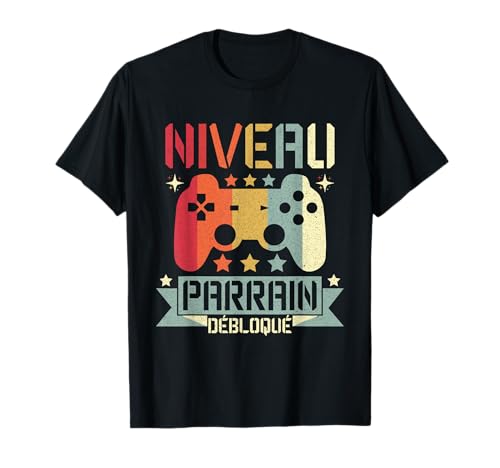 Niveau Parrain Débloque Gamer Annonce Grossesse Cadeau T-Shirt