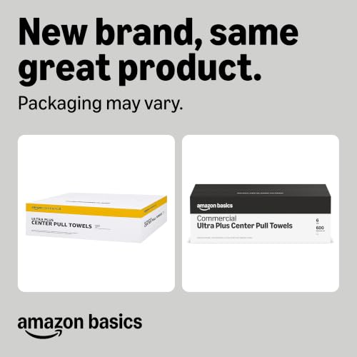 Image of Amazon Basics 2-Ply White Centerpull Paper Towels | Bulk for Business | Compatible with Universal Dispensers | FSC Certified | 600 Towels per Roll (6 Rolls)(7.6 x 9 Sheet)(Previously AmazonCommercial)