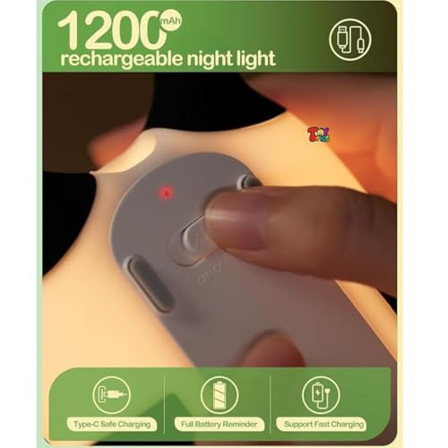 Image of TOYTONIC Cute Panda Silicone Night Light for Kids - Rechargeable Lamp with Tap Control Modes, 1200mAh Power Module, BPA-Free, Soft Silicone, Ideal for Bedroom, Nursery, Gift for Girls & Boys