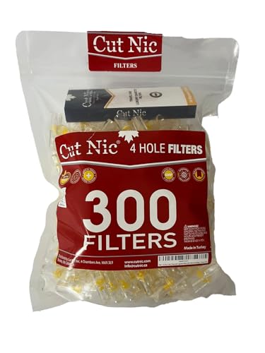 Cut Nic 4 Hole Disposable Cigarette Filters (300 Filters) Including 1 Travel CASE
