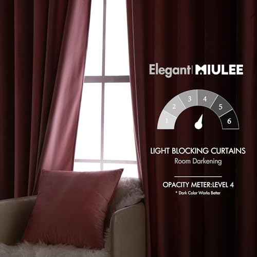 Image of MIULEE Velvet Curtains 52x84 inches 2 Panels Blush Pink Blackout Curtains | Luxury, Bedroom Living Room, Thermal Insulated, Super Soft Window Drapes, Rod Pocket & Back Tab