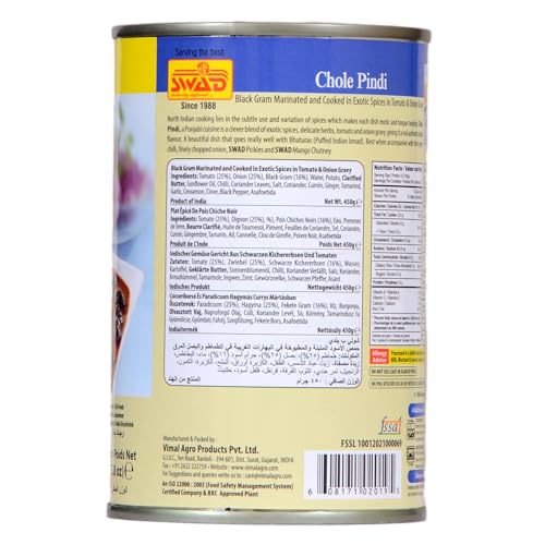 Image of SWAD Ready to Eat Chole Pindi Instant Mix Vegetarian with No Added Preservative and Colours - 450 gm