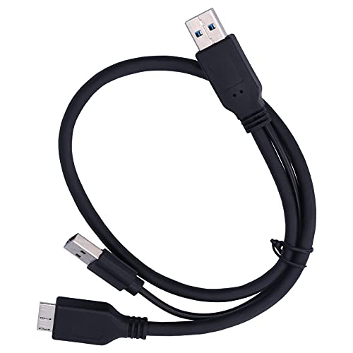 USB 3.0 Y Shape Power Data Cable, USB to USB 2.0 + Micro B Male to Male for Mobile Hard Disk, External Hard Drives