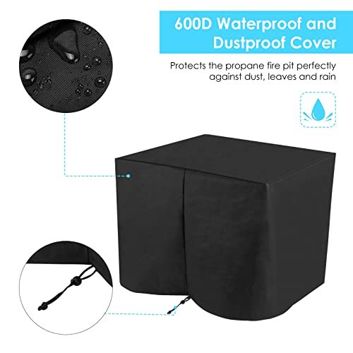 Outdoor Propane Firepit Table, 30Inch, 50,000 BTU Auto-Ignition Square Fireplace with Waterproof Table Cover, Lid and Lava Stone, CSA, for Patio and Garden - Thumbnail 3