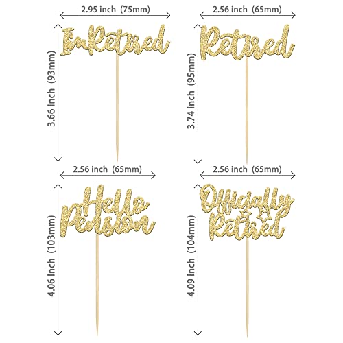 36Pcs Happy Retirement Cupcake Toppers Gold Glitter I'm Retired Officially Retired Cupcake Picks For Retirement Theme Farewell Party Cake Decorations Supplies #TOP1