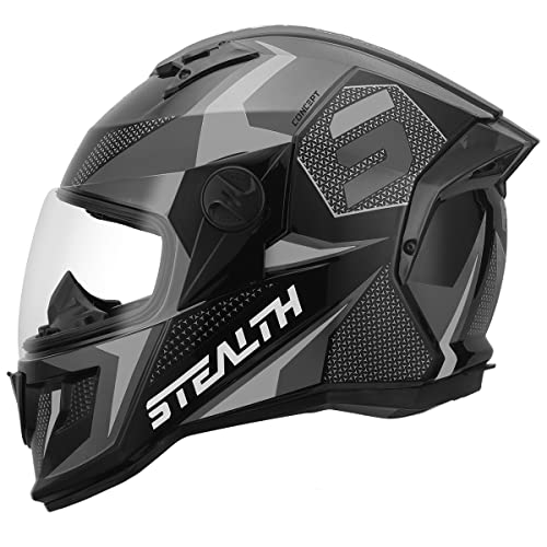 CAPACETE FECHADO PRO TORK STEALTH CONCEPT BRILHANTE PRETO - CINZA TAM. 62