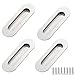 4 Pièces Poignées Invisible, Poignée encastrée en Acier Inoxydable, Poignée à Encastrer, Poignée de Porte Ovale avec Vis pour Salles de Bain, Cuisines, Placards, Balcons, Penderies, Argent
