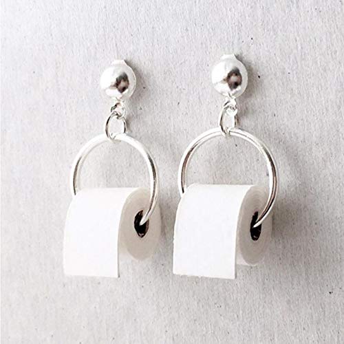 QIN Pendientes Divertidos 3D Roll Paper Works Earl Anillos