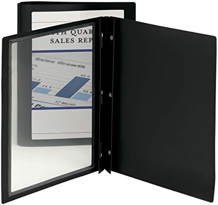 Smead Frame View Poly Report Cover, Three Double Tang Side Fasteners, Letter Size, Black/Clear Front, 5 per Pack (86020)
