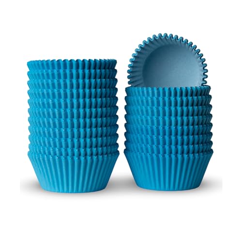 500 Paper Cupcake Liners, Muffin Liners or Baking Cups for Desserts, Muffins, Cupcakes and More Treats; Grease Proof, No Smell, Food Grade, Nut Serving Containers (Blue)
