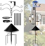 Boostool Bird Feeder Pole, 108 inch Bird Feeder Stand Station with Squirrel Proof Baffle, Outdoors Birdhouse Pole Heavy Duty, Metal Black