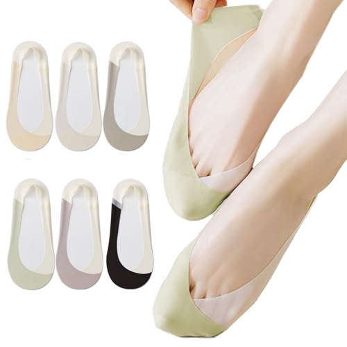 Caudblor 6 Pack Thin No Show Socks For Women, Invisible Non Slip Low Cut Liner Sock With Heel Tab For Loafers, Size 5-8 9-11