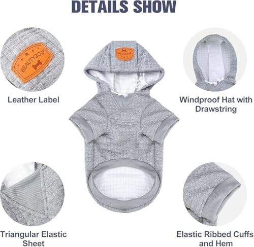 Image of BEAUTYZOO Dog Hoodies Sweater for Large Dogs,Waffle‑Like Laminated Pet Coat | Warm Dog Sweatshirt with Pocket & Leash Hole,Pullover Clothes for Girl Boy Dogs,Stretchy & Easy‑On‑Off,Labrador & Great Danes