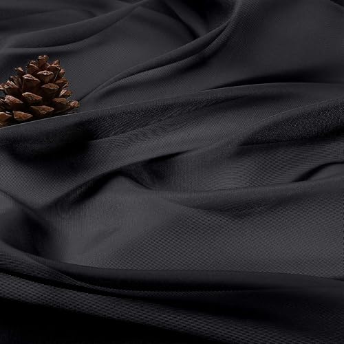 Image of Chyhomenyc Black Sheer Valances for Windows - Light Filtering Small Kitchen Curtains, Rod Pocket Short Top Window Treatment Decor for Living Room Bathroom Basement, 42Wx16L inches, 2 Panels