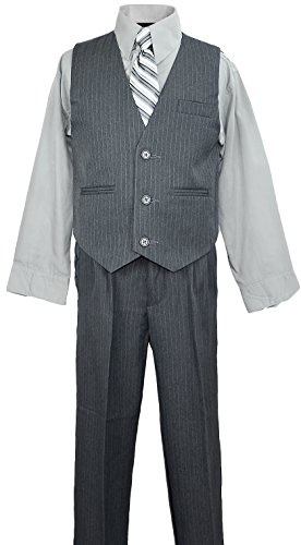 Boys Pinstripe Suit In Grey With Matching Tie Size 20 #TOP3