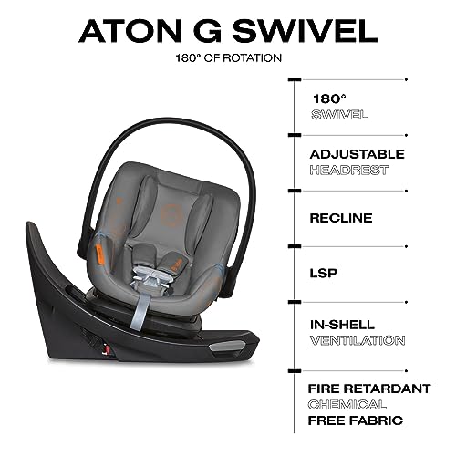 Image of Cybex Aton G Swivel Infant Car Seat with 180-Degree Rotate, Linear Side-Impact Protection, 11-Position Headrest, SensorSafe & Safelock Base, Lava Grey