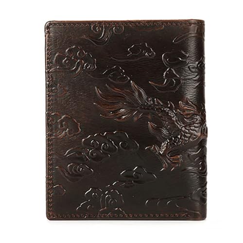Image of Leather Dragon Wallet for Men Vintage Credit Card ID Bifold Cool Pocket Wallets for Cash