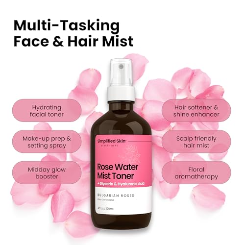 Simplified Skin Rosewater and Glycerin Spray for Face & Hair, Mist Toner Detail