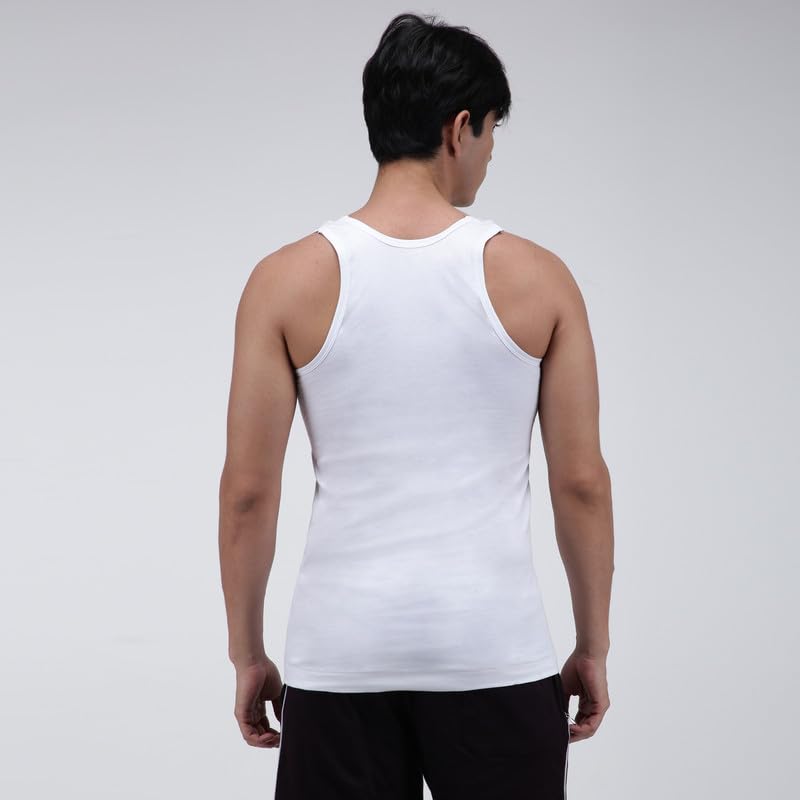 Amul Comfy White Men Cotton Solid Vest Sleeveless (Pack of 4) 2