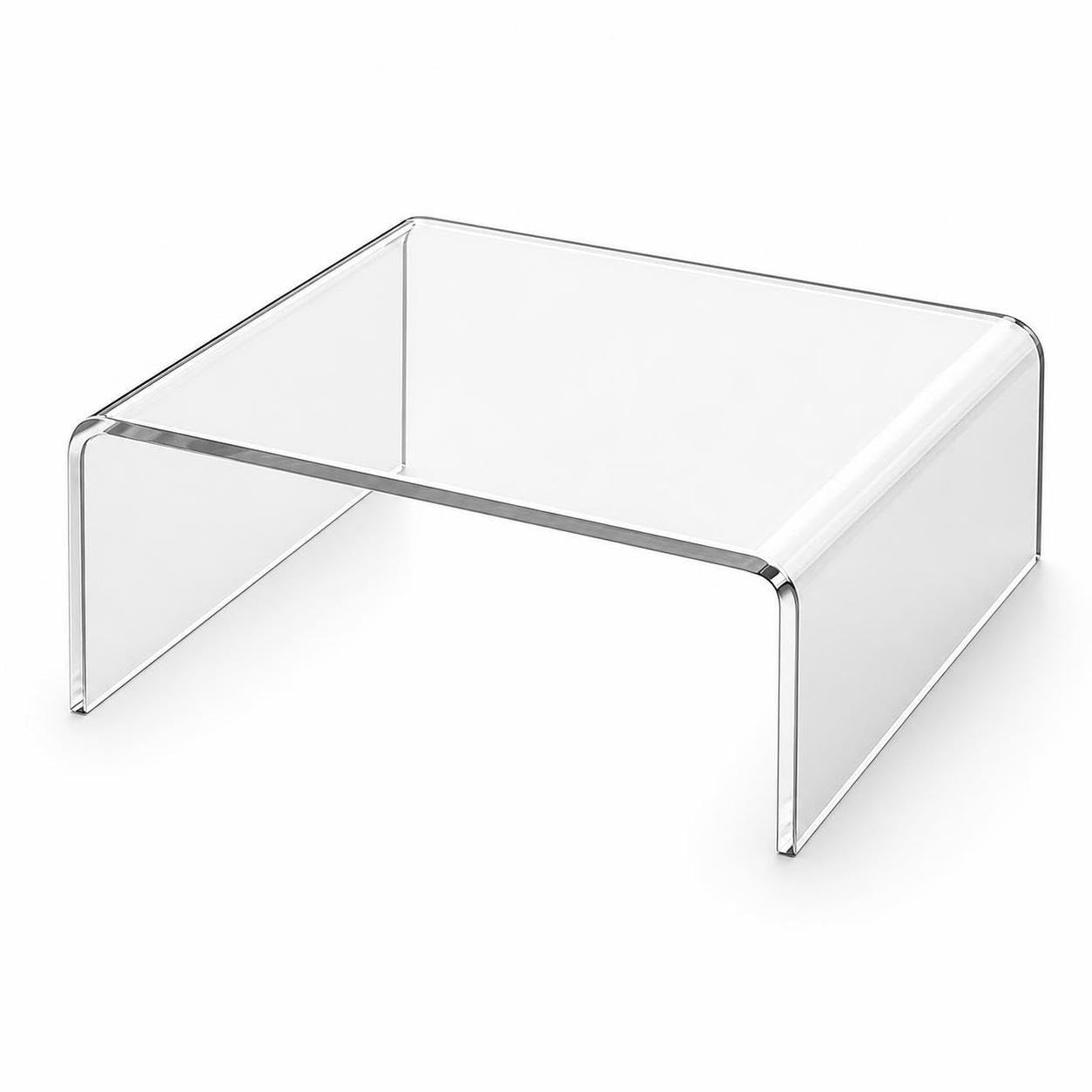 clear acrylic u-shaped monitor stand riser with storage shelf for desk organization 20x10x5 cm 5 mm