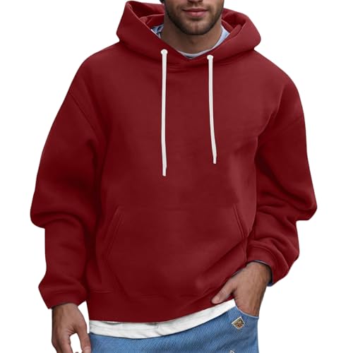 Men's Sherpa Fleece Lined Hoodies Pullover Big And Tall Sweatshirts Soft Loose Hooded Sweatshirt with Kangaroo Pocket