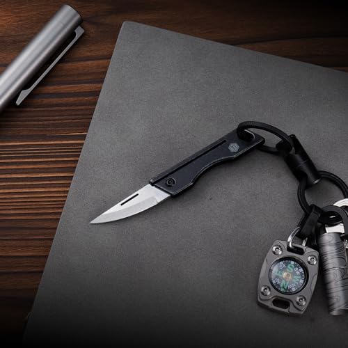KeyUnity KK06 Mini Folding Knife, Titanium, Blade Length 1.2 inches (31 mm), Key Ring Included, Small, Lightweight, Pocket Knife, Multi-functional, Good Sharpness, Attaches to Key Chain, Camping