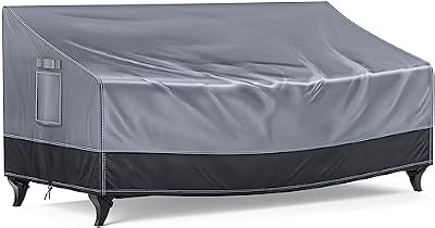 Pertotoy Outdoor Couch Cover Waterproof Patio Furniture Covers, 3-Seater Patio Sofa Cover Heavy Duty 600D Durable UV Anti-Fading, 93" Wx 40" Dx 35" H, Gray/Dark Gray