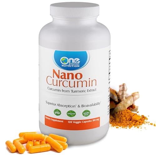 One Planet Nutrition Nano Curcumin 100 mg Capsules (120 Count) Turmeric Extract Nano for High Absorption Supports Overall Health Non-GMO Vegan Gluten-Free