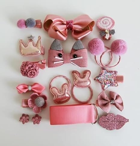 Image of Head Wear Accessories 16 Items Combo Pack For Baby Girls /Toddlers Children's Suit Baby Princess Hair Clips Small Safety Clip For Bhaiya Bhabhi Sister Raksha Bandhan Rakhi Gift Hamper Gift Box