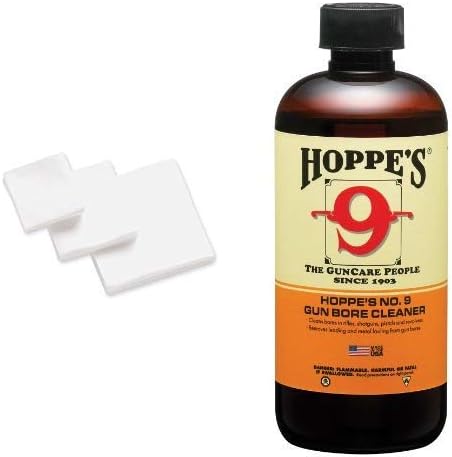 Hoppe's No. 9 Gun Cleaning Patch, .38-.45 Caliber/.410-20-Guage (500 Pack) AND Hoppe's No. 9 Gun Bore Cleaner, 32 oz. Bottle