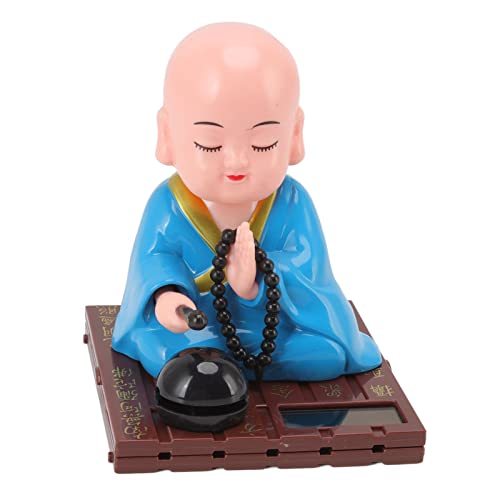 BORDSTRACT Adorno de Monje Budista Solar Decoración del Sensor de luz de Las Manos para el Tablero del automóvil en casa Buena Suerte (Azul)