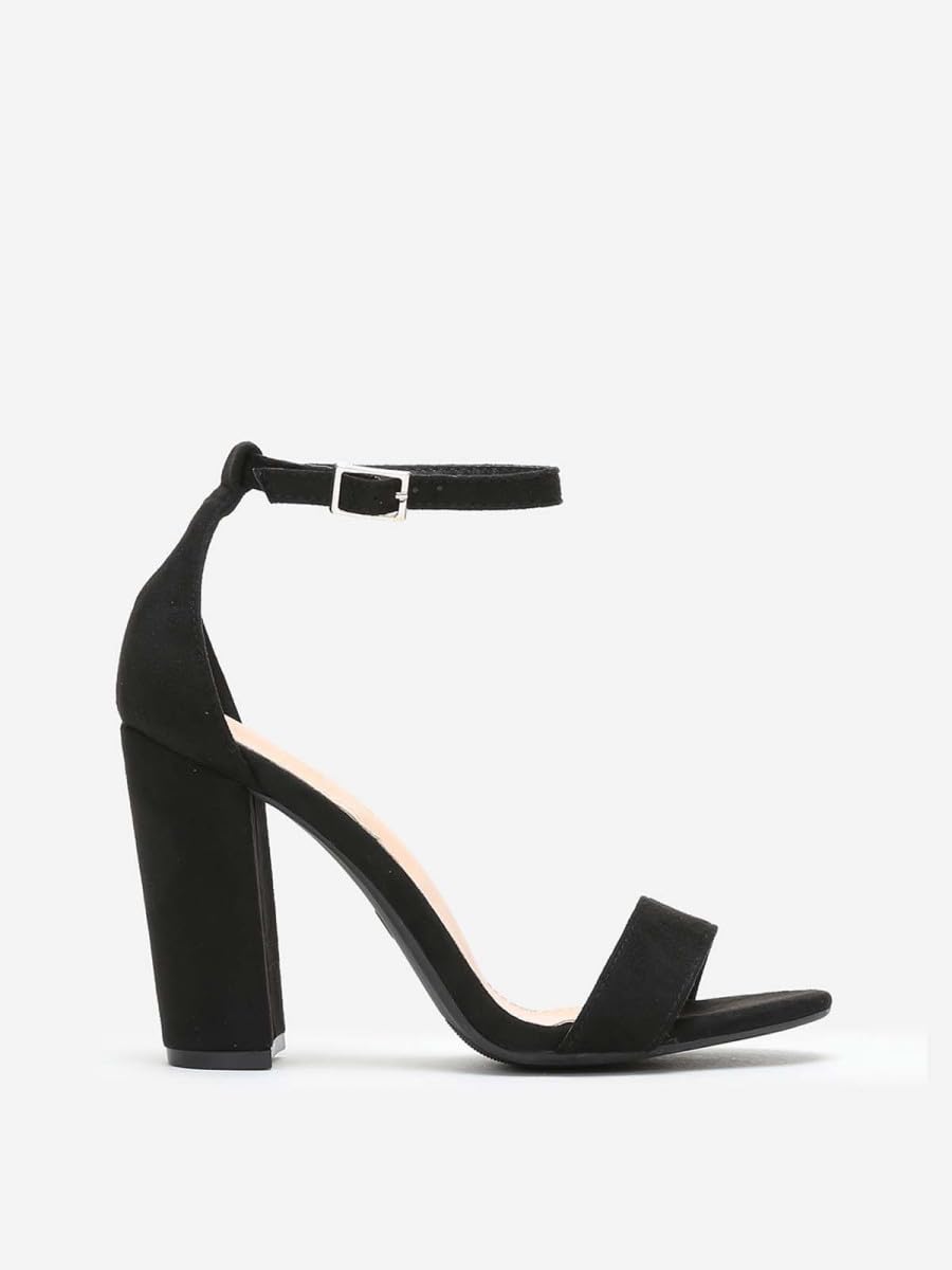 La Modeuse -Sandales, Nu-Piede-Sandali in camoscio Alto Tacco quadrato e spesso, Nero , 38 EU