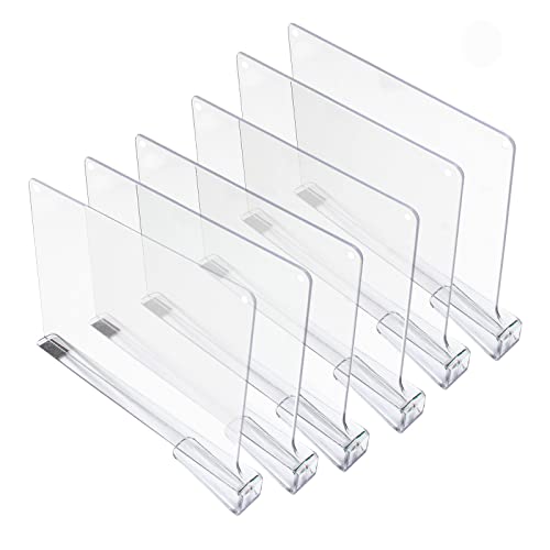 Zhaoyao 6 Pack Acrylic Shelf Dividers For Closet Organization, Clear Plastic Dividers For Wood Organizer Shelves Closet Separators For Home, Kitchen, Office Organization #TOP5