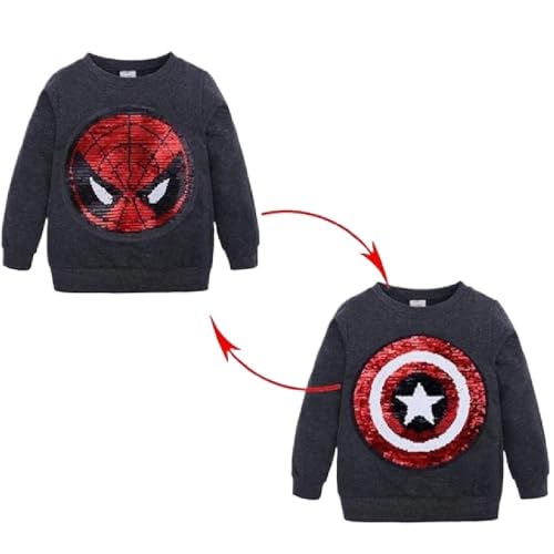 Quenny Children's Sweater, Cartoon Long Sleeve Reversible Sequin T-Shirt4