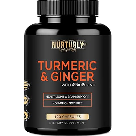 Turmeric Curcumin with BioPerine & Ginger, Black Pepper and 95% Curcuminoids - High Absorption Turmeric Supplements for Joint, Hearth Health - Non-GMO, Gluten Free - 120 Capsules Cover