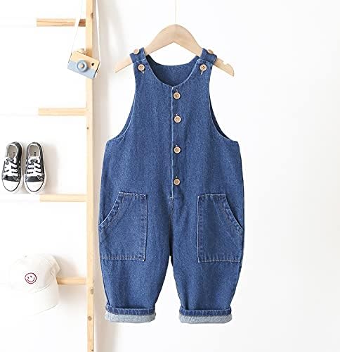 Salopette Jeans Per Bambini - Tuta In Denim Vintage Con Bretelle Per Bimbi E Bimbe, Taglie 80-104 - Foto 5