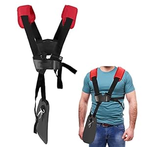 YOUSHARES Trimmer schouderriem - maaier grastrimmer harnas riem dubbele schouder met duurzame nylon riem aanpasbaar voor bosmaaier of tuinieren (voor STIHL FS, KM-serie snaartrimmer), donkerrood