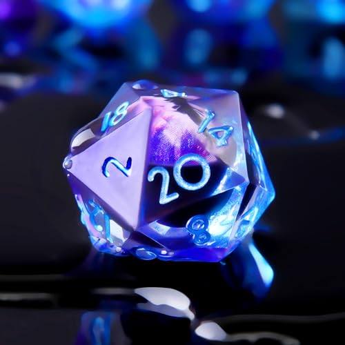 YEMEKO 3Pcs D20 Dargon Eye 22mm Liquid Core DND Dice Set with 3 Color 22mm Gradient Color Resin Sharp Edge, 20 Sided D&D DiceHandmade Polyhedral Dice for RPG(Green Purple/Blue Purple/Blue Red)
