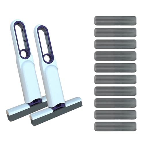 HEGWA(ヘグヘワ) 携帯用 ミニ折りたたみ式デスクトップモップ 自動絞り機能付き、 スポンジモップ バスルーム キッチン ガラス面 ミニモップ 狭いスペース用 交換可能ヘッド(G)