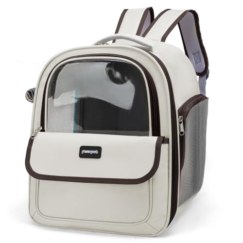 MCAESXH猫と犬用の旅行用バッグ、バックパックスタイル、メッシュ窓、折りたたみ式、軽量、猫、小型犬、ウサギ用、旅行に最適、耐久性があり傷に強い、外出中の猫に最適、側面の通気口で通気性を確保。 (ブラック)