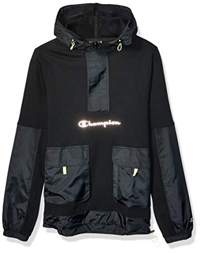 Champion LIFE Men's Sideline 1/2 Zip Pullover-Chest Reflective Script, Black II, X Large