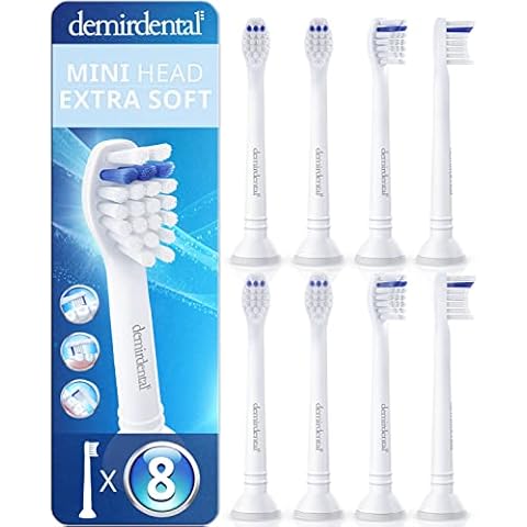 Toothbrush Heads Mini Extra Soft Compatible with Philips Sonicare Toothbrush Heads - Soft & Small Replacement Heads for Sensitive Teeth - Gentle Brush Heads - White - Replaces HX6088e-8 Pack Cover